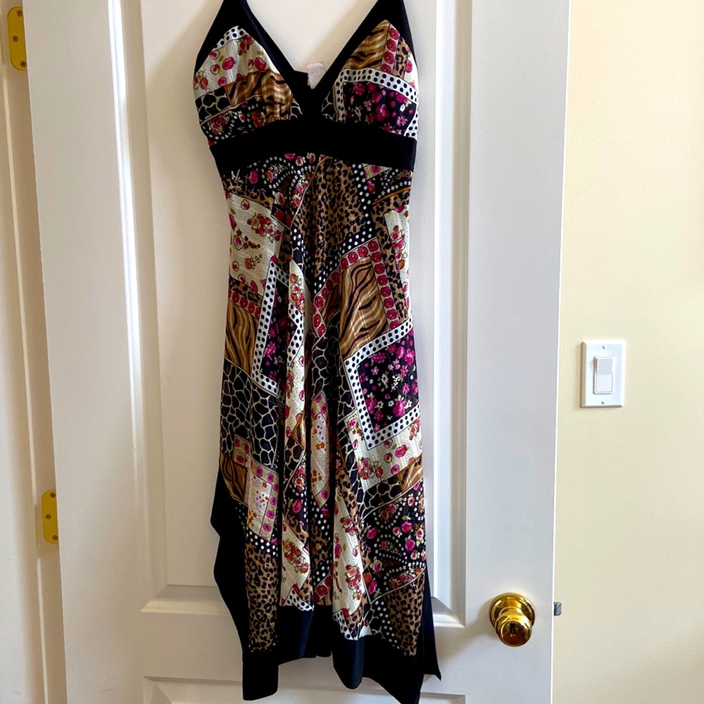 Handkerchief style midi strap dress in size L